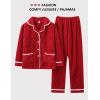imageFlygo Womens Fluffy Pajama Sets Fleece Warm Lapel Top and Pant Sleepwear LoungewearRed