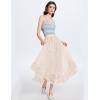 imageFlygo Womens Maxi Tulle Skirt Long Tiered A Line Mesh Tutu Fairy High Elastic Waist Pleated Layered SkirtsApricot