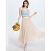 imageFlygo Womens Maxi Tulle Skirt Long Tiered A Line Mesh Tutu Fairy High Elastic Waist Pleated Layered SkirtsApricot