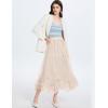 imageFlygo Womens Maxi Tulle Skirt Long Tiered A Line Mesh Tutu Fairy High Elastic Waist Pleated Layered SkirtsApricot