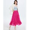 imageFlygo Womens Maxi Tulle Skirt Long Tiered A Line Mesh Tutu Fairy High Elastic Waist Pleated Layered SkirtsRose