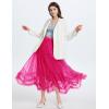 imageFlygo Womens Maxi Tulle Skirt Long Tiered A Line Mesh Tutu Fairy High Elastic Waist Pleated Layered SkirtsRose