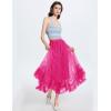imageFlygo Womens Maxi Tulle Skirt Long Tiered A Line Mesh Tutu Fairy High Elastic Waist Pleated Layered SkirtsRose