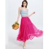 imageFlygo Womens Maxi Tulle Skirt Long Tiered A Line Mesh Tutu Fairy High Elastic Waist Pleated Layered SkirtsRose