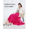 imageFlygo Womens Maxi Tulle Skirt Long Tiered A Line Mesh Tutu Fairy High Elastic Waist Pleated Layered SkirtsRose