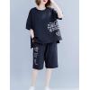 imageFlygo Womens Pajama Sets Outfits Casual Short Sleeve Summer Shorts Pjs Set Sleepwear TracksuitBlack