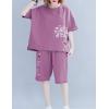 imageFlygo Womens Pajama Sets Outfits Casual Short Sleeve Summer Shorts Pjs Set Sleepwear TracksuitRed