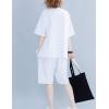 imageFlygo Womens Pajama Sets Outfits Casual Short Sleeve Summer Shorts Pjs Set Sleepwear TracksuitWhite