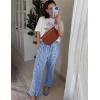 imageFlygo Womens Plaid Pajamas Sets 2 Piece Cotton Pj Set Puff Sleeve Ruffle Babydoll Shirt Gingham Pants Lounge SetsNavy