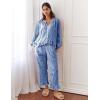 imageFlygo Womens Plaid Pajamas Sets 2 Piece Cotton Pj Set Puff Sleeve Ruffle Babydoll Shirt Gingham Pants Lounge SetsNavy