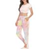 imageFlygo Womens Tie Dye Pants Casual Elastic Waist Drawstring Lounge Pajamas Sweatpants with PocketsPink  Yellow