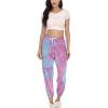 imageFlygo Womens Tie Dye Pants Casual Elastic Waist Drawstring Lounge Pajamas Sweatpants with PocketsPurple  Red