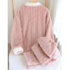 imageFlygo Womens Winter Fluffy Pajamas Set Fleece Button Tops and Pants Plush Loungewear SleepwearPink