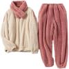 imageFlygo Fleece Pajamas Women Winter Fuzzy Pajamas Lounge Set Pullover Top Pants Plush SleepwearBeige