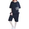 imageFlygo Womens Pajama Sets Outfits Casual Short Sleeve Summer Shorts Pjs Set Sleepwear TracksuitBlack