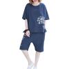 imageFlygo Womens Pajama Sets Outfits Casual Short Sleeve Summer Shorts Pjs Set Sleepwear TracksuitBlue