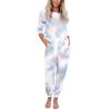 imageFlygo Womens Tie Dye 2 Pieces Outfits Long Sleeve Pullover Sweatshirt Long Pants LoungewearMulticolor