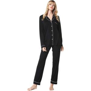 imageFlygo Womens Soft Long Sleeve Pajama PJ Set SleepwearBlack