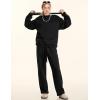 imageFlygo Womens 2 Piece Outfit Fleece Sweatsuit Sets Crewneck Long Sleeve Pullover Wide Leg Jogger Sweatpants Matching TracksuitBlack