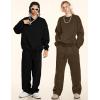 imageFlygo Womens 2 Piece Outfit Fleece Sweatsuit Sets Crewneck Long Sleeve Pullover Wide Leg Jogger Sweatpants Matching TracksuitBlack