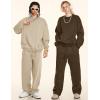 imageFlygo Womens 2 Piece Outfit Fleece Sweatsuit Sets Crewneck Long Sleeve Pullover Wide Leg Jogger Sweatpants Matching TracksuitCoffee