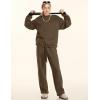 imageFlygo Womens 2 Piece Outfit Fleece Sweatsuit Sets Crewneck Long Sleeve Pullover Wide Leg Jogger Sweatpants Matching TracksuitCoffee