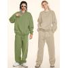 imageFlygo Womens 2 Piece Outfit Fleece Sweatsuit Sets Crewneck Long Sleeve Pullover Wide Leg Jogger Sweatpants Matching TracksuitKhaki