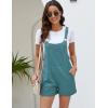 imageFlygo Womens Short Overalls Summer Casual Cotton Linen Adjustable Bib Shortalls Jumpsuits Romper Shorts with PocketsTeal