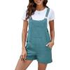 imageFlygo Womens Short Overalls Summer Casual Cotton Linen Adjustable Bib Shortalls Jumpsuits Romper Shorts with PocketsTeal