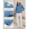 imageFlygo Womens Fleece Sherpa Lined Sweatshirt Crewneck Thermal Pullover Long Sleeve Winter Warm Thick Heavyweight TopsBlue