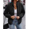 imageFlygo Corduroy Puffer Jacket Women Quilted Jackets Lightweight Baggy Zip Spring Fall Jackets Coats 2024Black