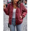imageFlygo Corduroy Puffer Jacket Women Quilted Jackets Lightweight Baggy Zip Spring Fall Jackets Coats 2024Burgundy