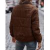 imageFlygo Corduroy Puffer Jacket Women Quilted Jackets Lightweight Baggy Zip Spring Fall Jackets Coats 2024Coffee