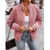 imageFlygo Corduroy Puffer Jacket Women Quilted Jackets Lightweight Baggy Zip Spring Fall Jackets Coats 2024Pink