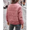 imageFlygo Corduroy Puffer Jacket Women Quilted Jackets Lightweight Baggy Zip Spring Fall Jackets Coats 2024Pink