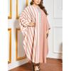 imageFlygo Muslim Abaya for Women Maxi Long Dresses Dubai Pendant Bat Sleeves Turkey African Caftan Kaftan Daily Casual One Size Striped Pink