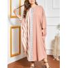 imageFlygo Muslim Abaya for Women Maxi Long Dresses Dubai Pendant Bat Sleeves Turkey African Caftan Kaftan Daily Casual One Size Striped Pink