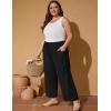imageFlygo Plus Size Pants for Women Summer Casual Wide Leg Palazzo Pants Baggy Trousers with PocketsBlack