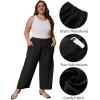 imageFlygo Plus Size Pants for Women Summer Casual Wide Leg Palazzo Pants Baggy Trousers with PocketsBlack