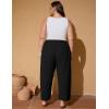 imageFlygo Plus Size Pants for Women Summer Casual Wide Leg Palazzo Pants Baggy Trousers with PocketsBlack