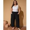 imageFlygo Plus Size Pants for Women Summer Casual Wide Leg Palazzo Pants Baggy Trousers with PocketsBlack
