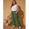 imageFlygo Plus Size Pants for Women Summer Casual Wide Leg Palazzo Pants Baggy Trousers with PocketsGreen