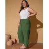 imageFlygo Plus Size Pants for Women Summer Casual Wide Leg Palazzo Pants Baggy Trousers with PocketsGreen