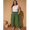 imageFlygo Plus Size Pants for Women Summer Casual Wide Leg Palazzo Pants Baggy Trousers with PocketsGreen