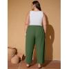 imageFlygo Plus Size Pants for Women Summer Casual Wide Leg Palazzo Pants Baggy Trousers with PocketsGreen