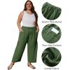imageFlygo Plus Size Pants for Women Summer Casual Wide Leg Palazzo Pants Baggy Trousers with PocketsGreen
