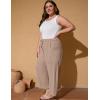 imageFlygo Plus Size Pants for Women Summer Casual Wide Leg Palazzo Pants Baggy Trousers with PocketsKhaki