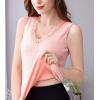 imageFlygo Thermal Underwear Tops for Women Fleece Lined Lace Thermal Shirts VNeckSleeveless Pink