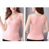imageFlygo Thermal Underwear Tops for Women Fleece Lined Lace Thermal Shirts VNeckSleeveless Pink