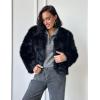 imageFlygo Women Faux Fur Coat Fluffy Long Sleeve Open Front Cropped Furry Jacket Shaggy 2025 Warm Winter Outwear with PocketsBlack